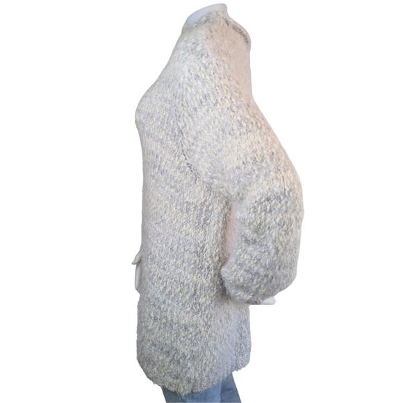 NEW Jones New York Turtleneck Tunic Sweater XL Fuzzy Boucle Gray White Oversized - Picture 4 of 10